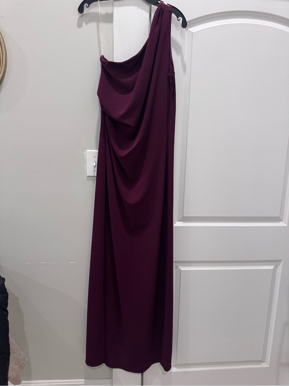 Sachin + Babi Elegant One-Shoulder Draped Evening Dress in Wine